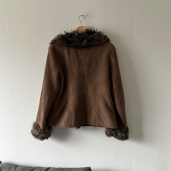 Vintage y2k Brown Faux Suede, Fur Interior Jacket - Picture 8 of 8